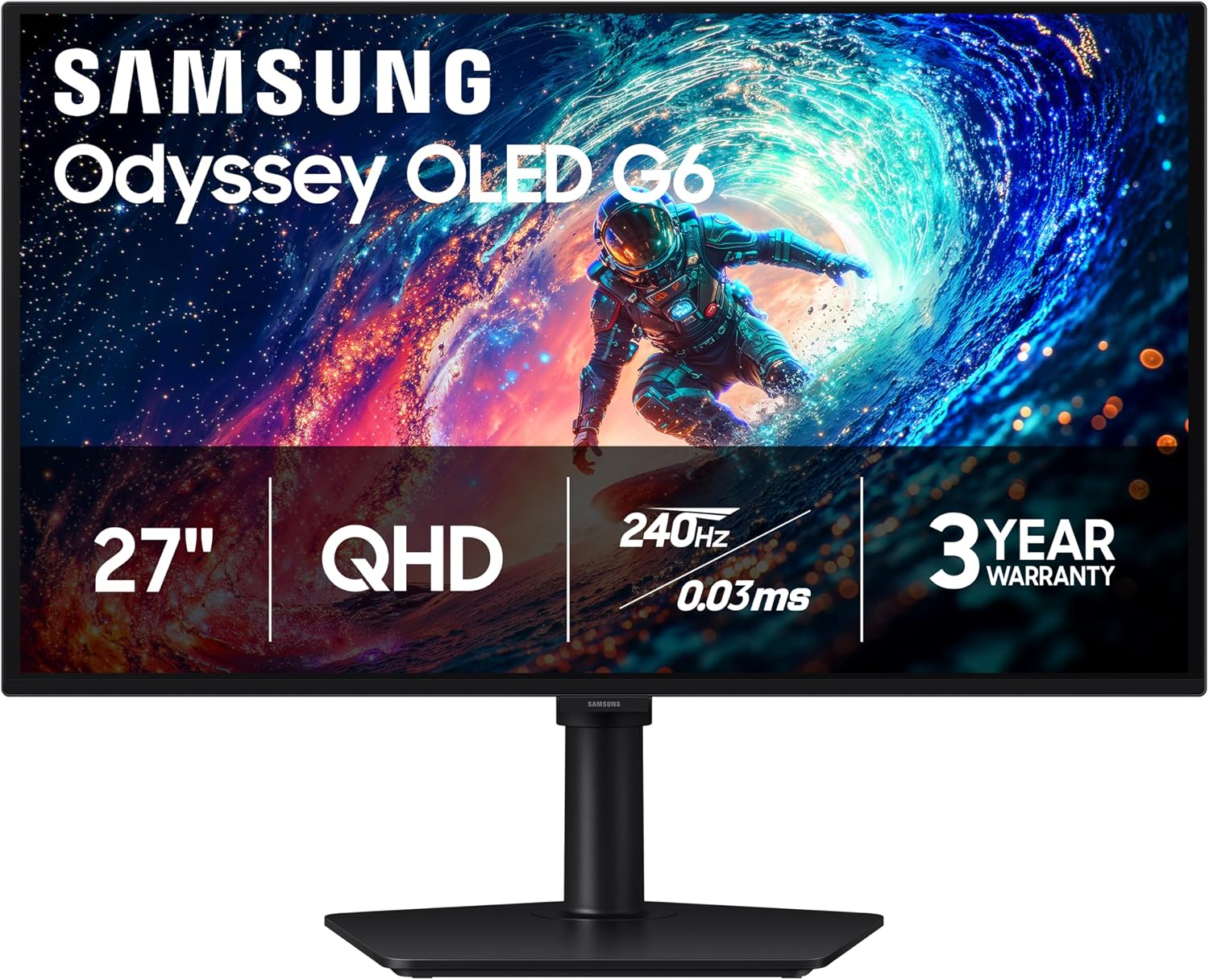 Samsung 27-inch Odyssey OLED G6 G61SH QD-OLED QHD Gaming Monitor